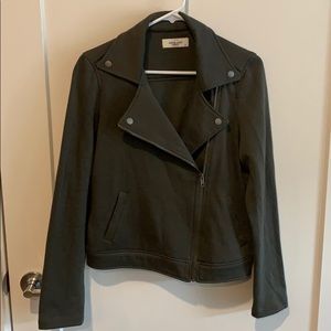 Olive Green Knit Moto Jacket